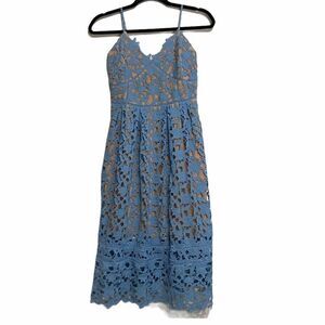 Beautiful Girl Nude & Blue Lace Sleeveless Dress